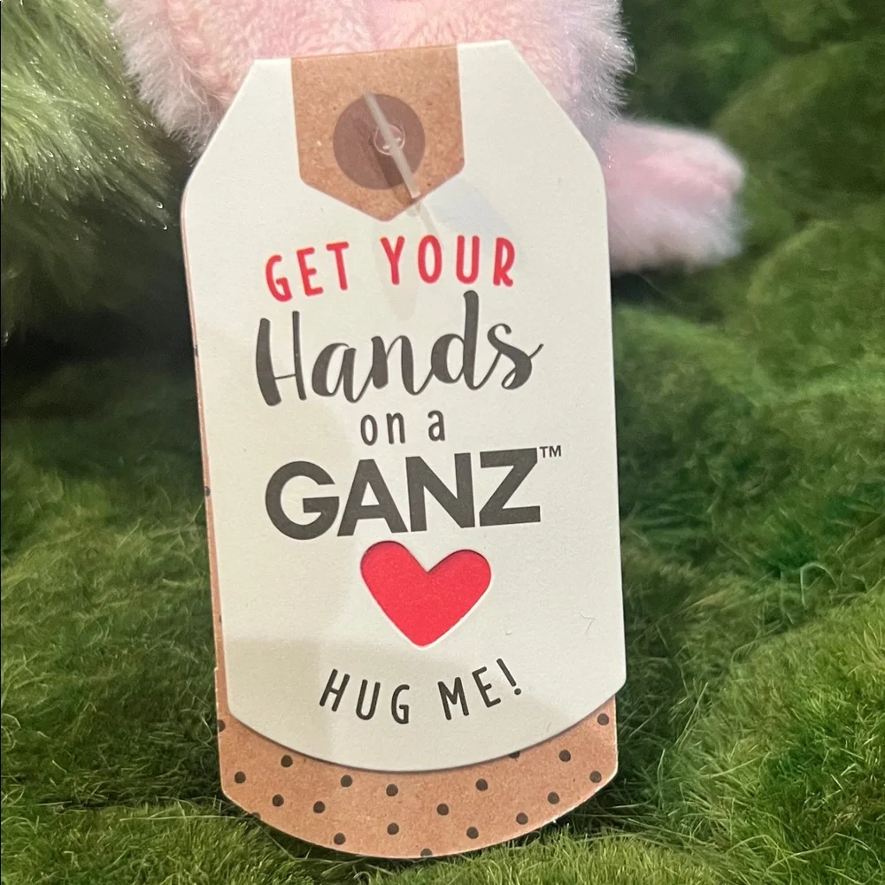 GANZ Pink Pig Soft Plush with Green Scarf and Purple Floral Bow
